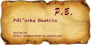 Pászka Beatrix névjegykártya